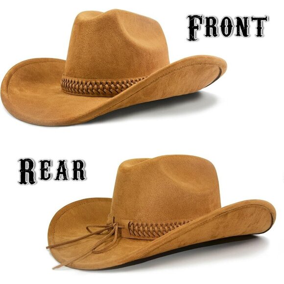 Women Caramel Brown Cowgirl Shape Able Wide Brim Felt Cattleman Western Hats main image 5